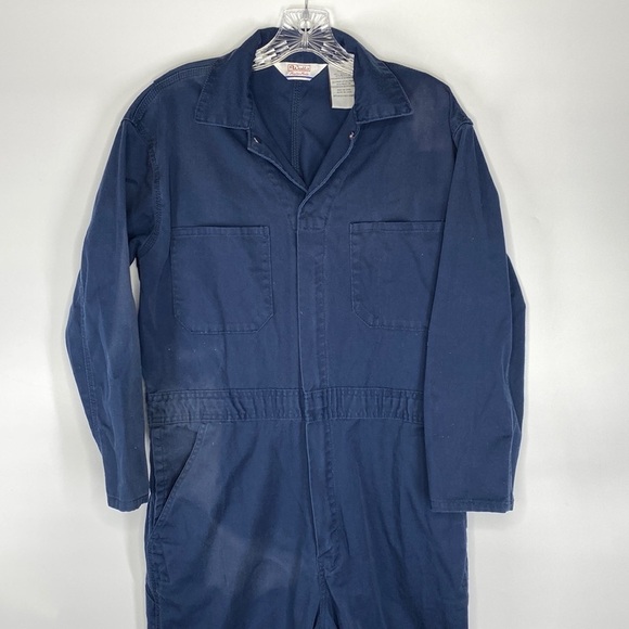 WALLS Navy Blue Coveralls Medium Short Hipster Mechanic Workwear - Picture 2 of 8